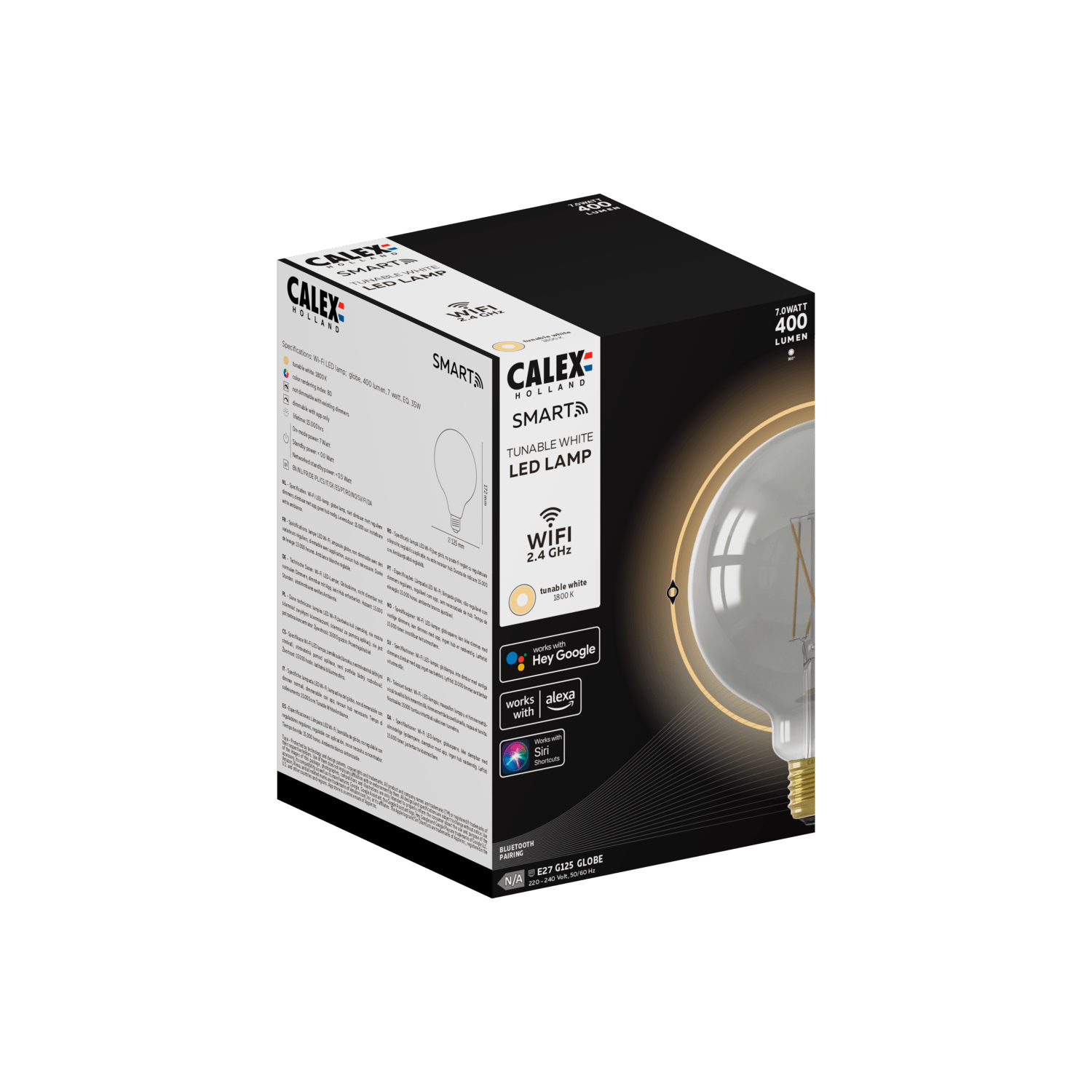 Calex Smart LED Bulb - E27 - Filament - G125 - CCT - Titanium