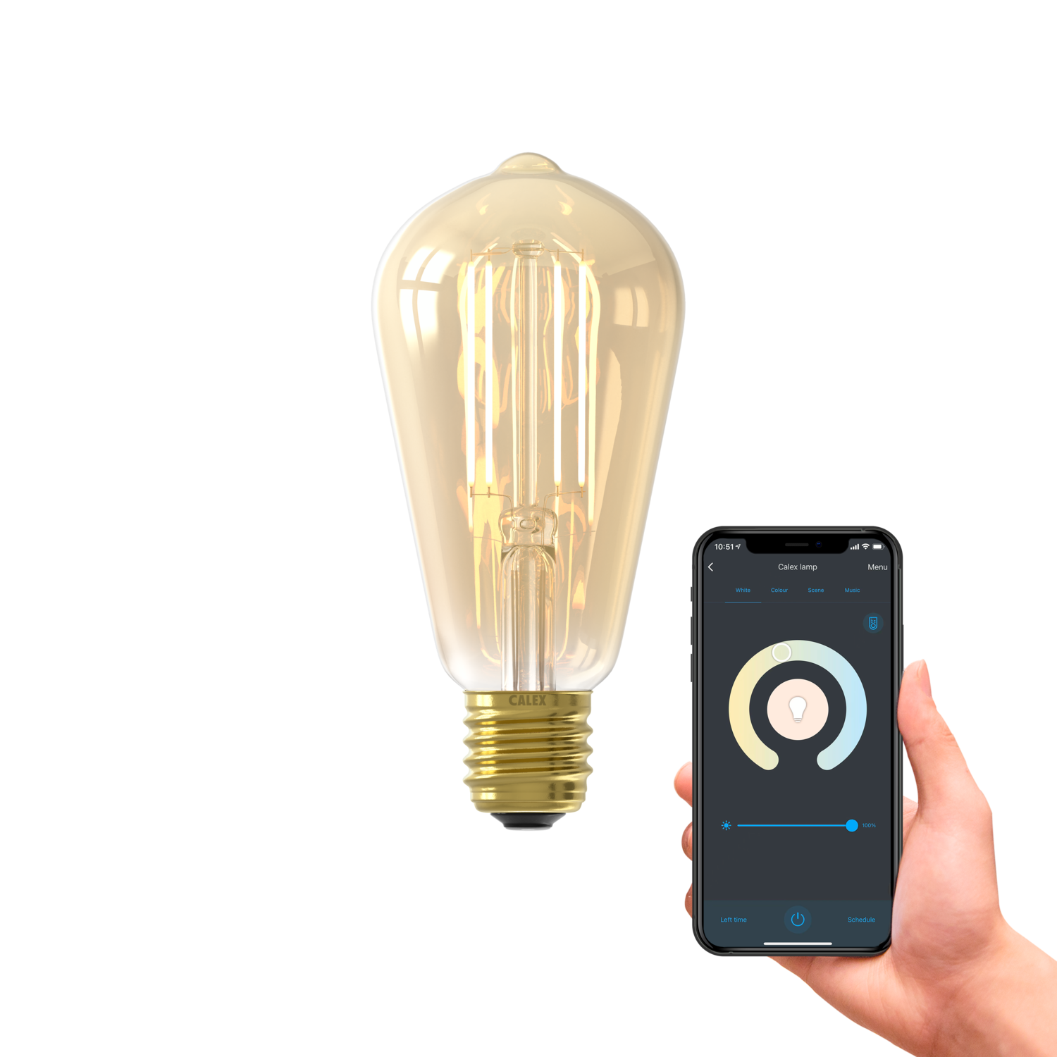 Calex Smart LED Bulb - E27 - Filament - ST64 - CCT - Gold