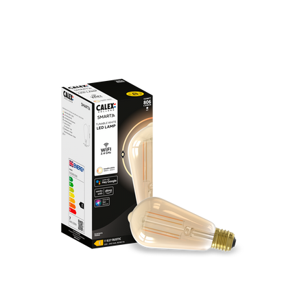 Calex Smart LED Bulb - Filament - E27 - ST64 - Gold - 7W - Dimmable