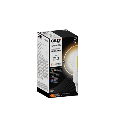 Calex Smart LED Bulb - Filament - P45 - Clear - E14 - 4.5W - CCT