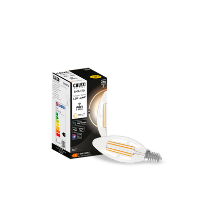 Calex Smart LED Lamp - Filament - E14 - B35 - Clear - 4.9W - Dimmable