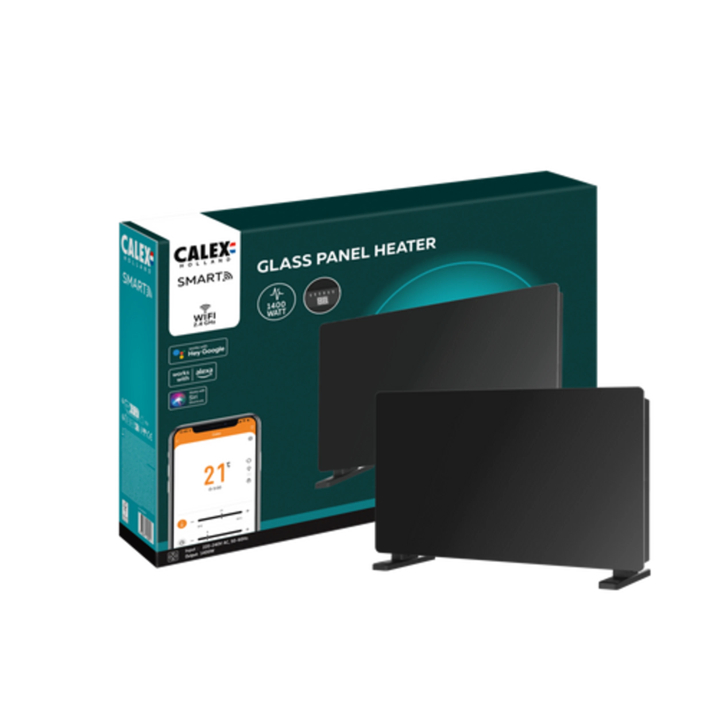 Calex Smart Panel Heater - 1400W - Black