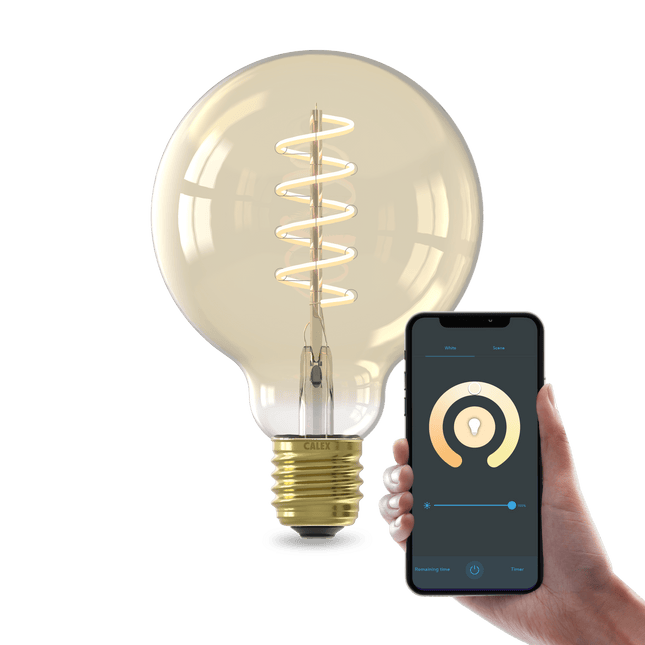 Calex Smart Spiral LED Bulb - E27 - G95 - CCT - Gold