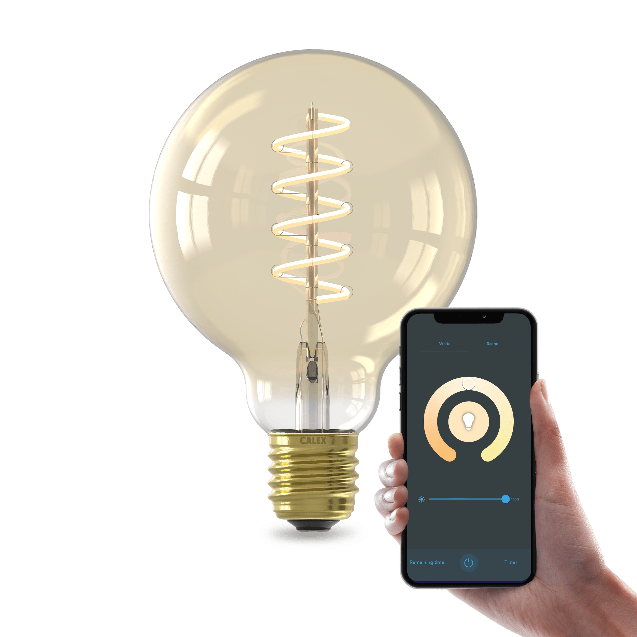 Calex Smart Spiral LED Bulb - E27 - G95 - CCT - Gold