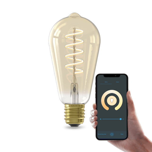 Calex Smart Spiral LED Bulb - E27 - ST64 - CCT - Gold