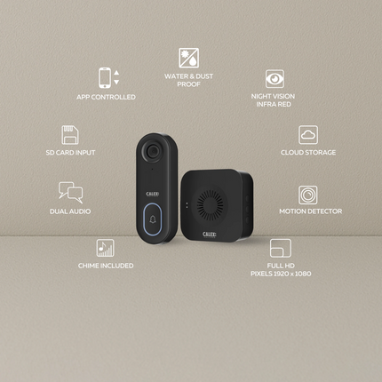Calex Smart Video Doorbell - 1080P - Black