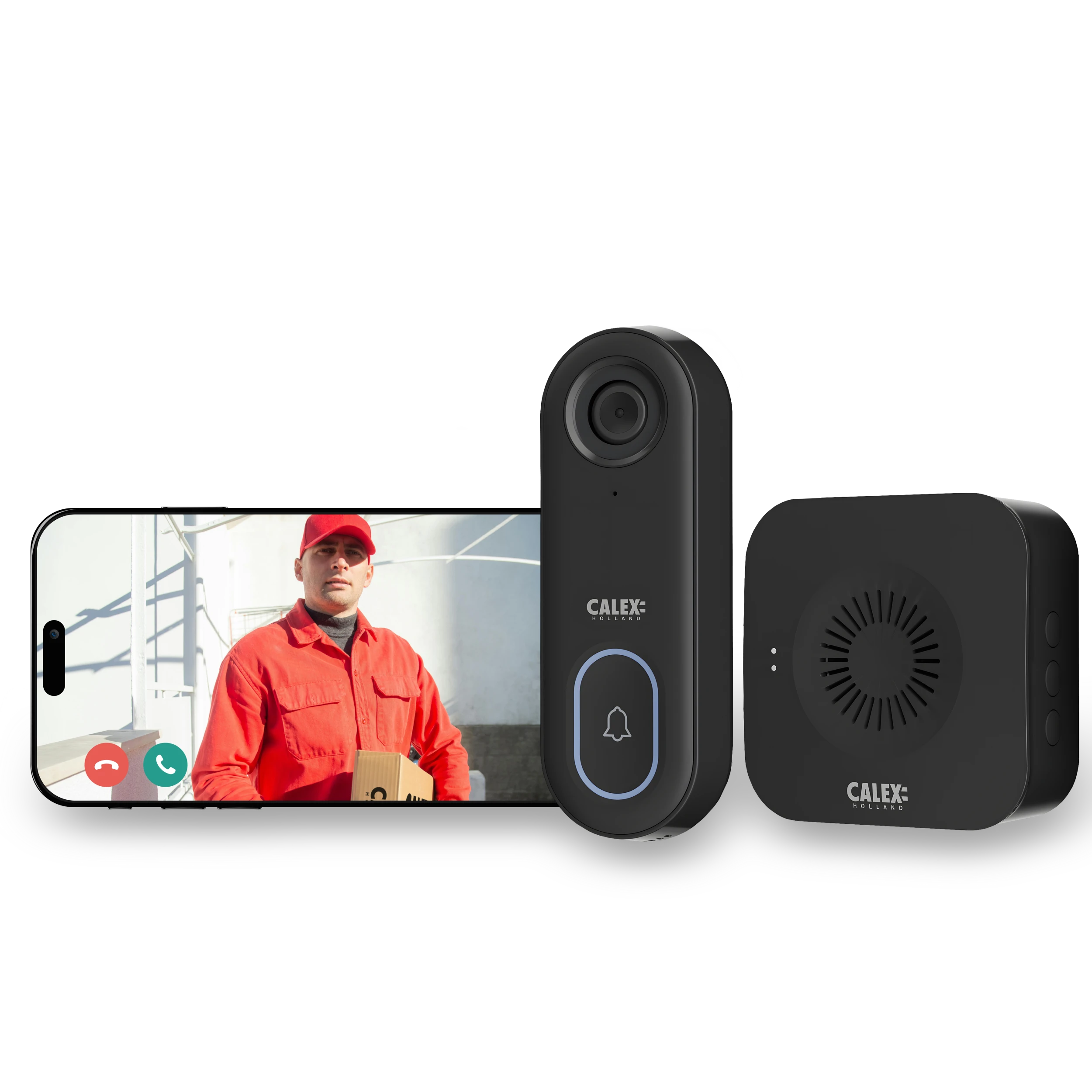 Calex Smart Video Doorbell - 1080P - Black