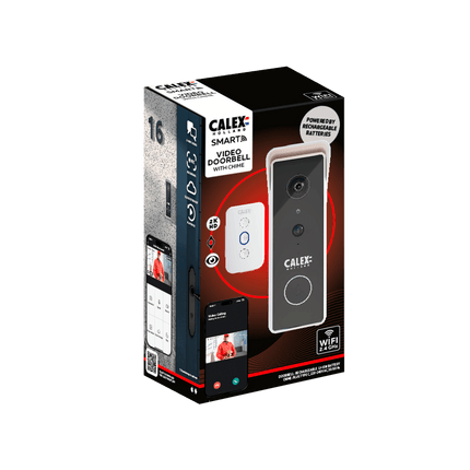 Calex Smart Video Doorbell - 2K - Wireless - Black