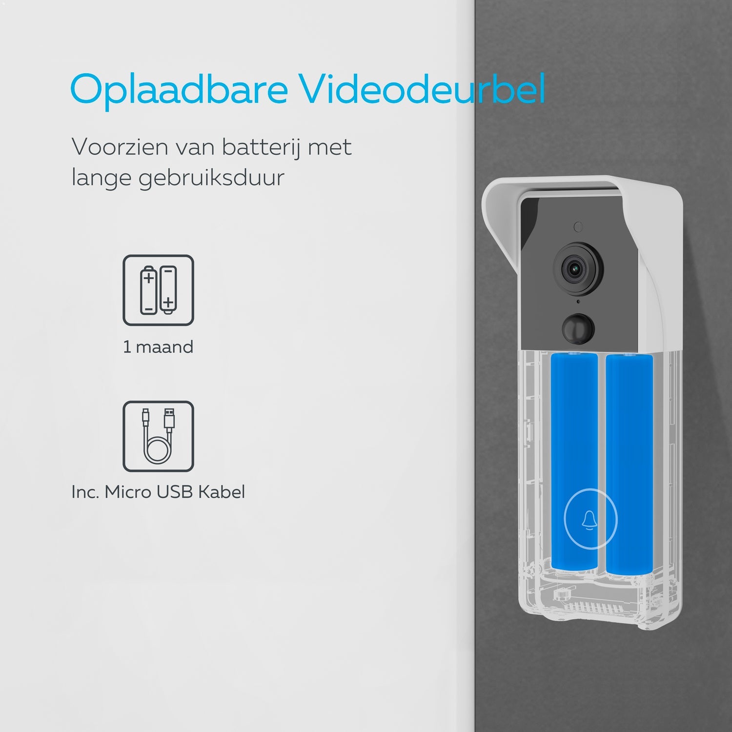 Calex Smart Video Doorbell - 2K - Wireless - Black