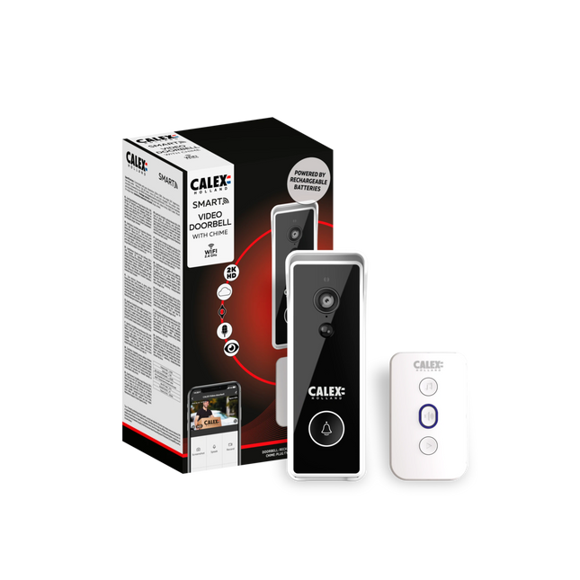 Calex Smart Video Doorbell - 2K - Wireless - Black