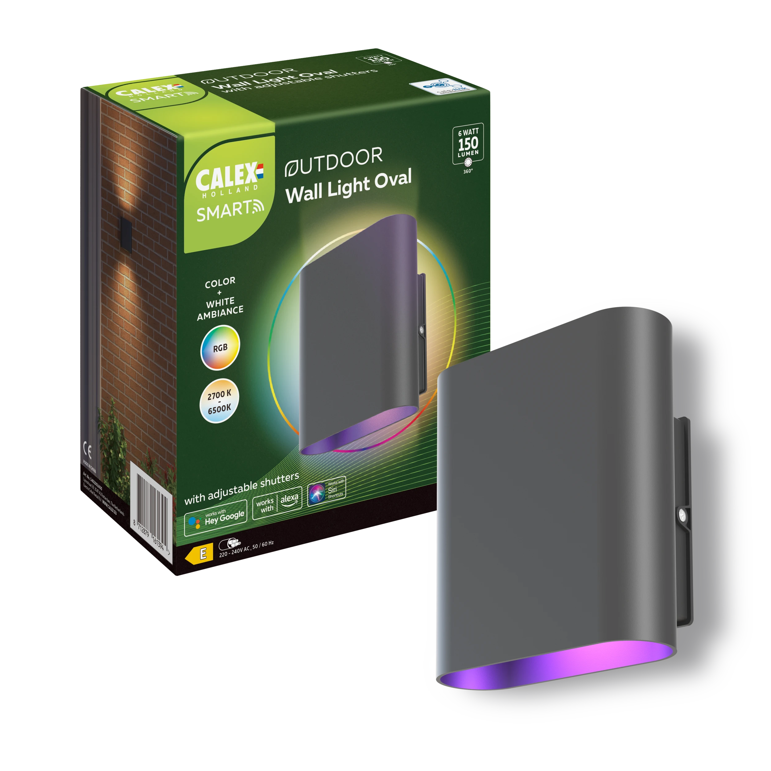 Calex Smart Wall Light BT Mesh - RGB - CCT - Black