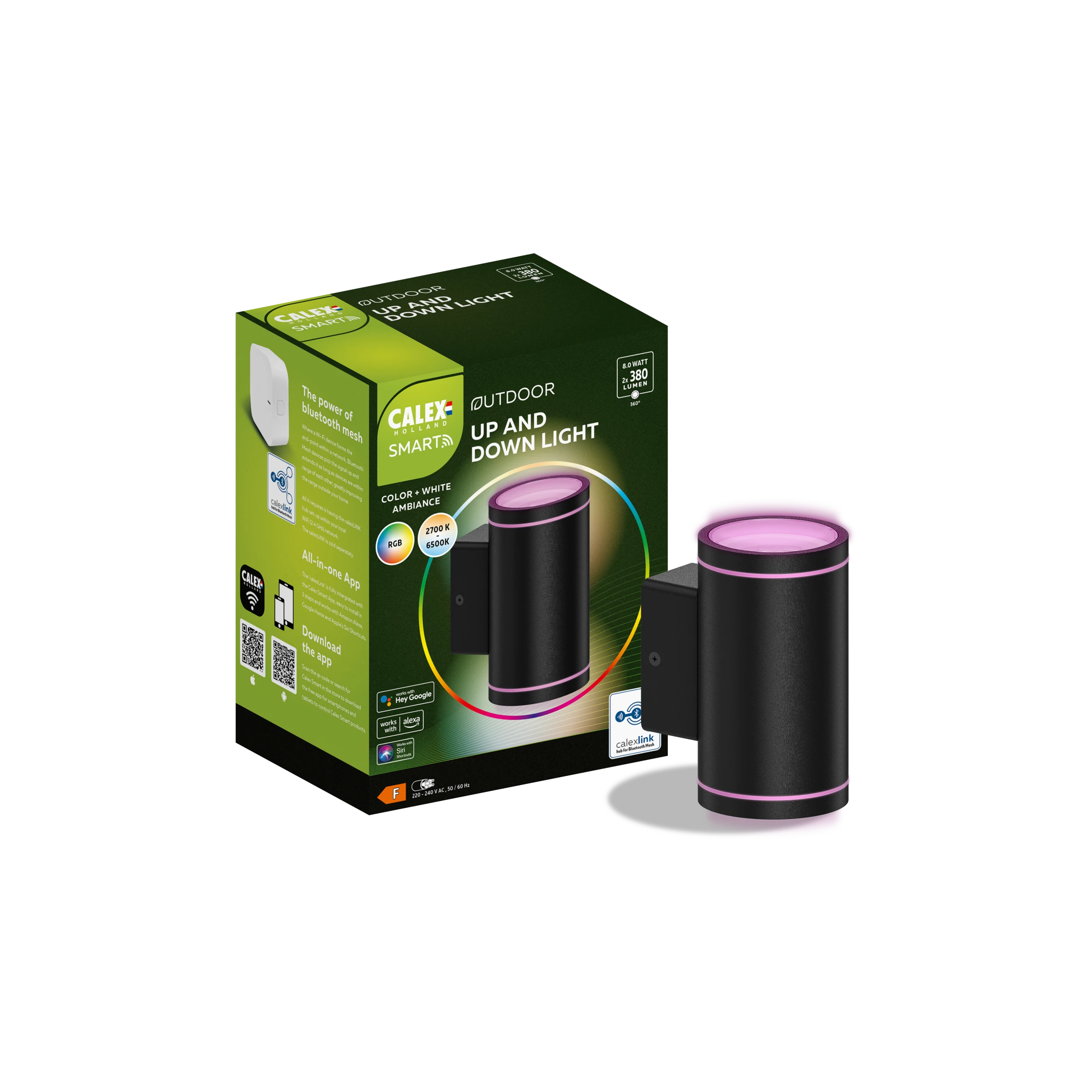 Calex Smart Wall Light - Up & Down - RGB + CCT - Black