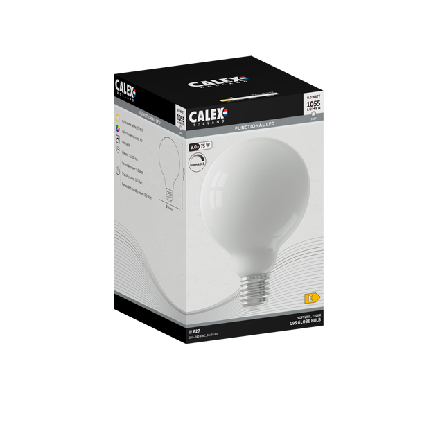 Calex Softline LED Lamp - E27 - 9W - G95 - White