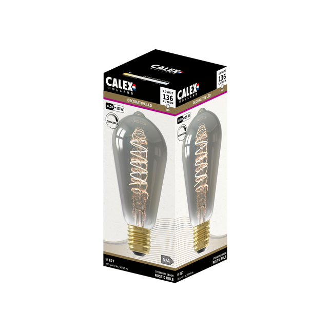 Calex Spiral Filament LED Bulb - E27 - ST64 - Titanium