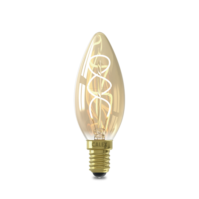 Calex Spiral Filament LED Lamp - E14 - B35 - Gold