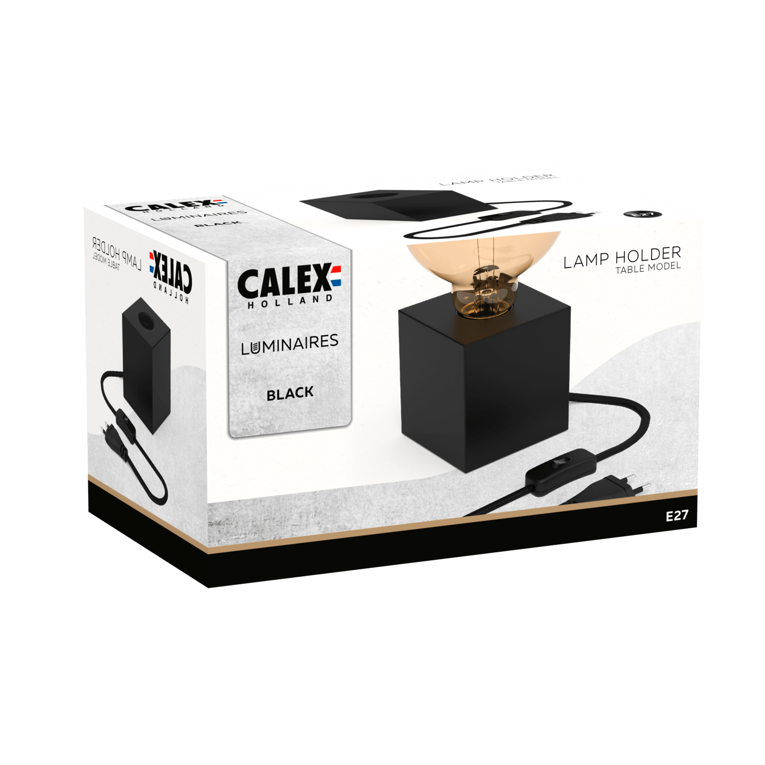 Calex Table Lamp Square - E27 - Black