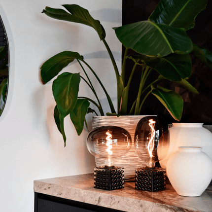 Calex Table Lamp Square - E27 - Glass - Black