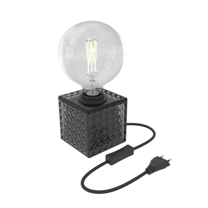 Calex Table Lamp Square - E27 - Glass - Black