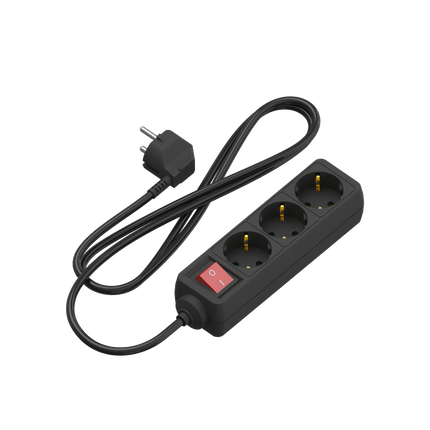 Calex - Table Receptacle - 3-way - RA + switch - 1.4m Black - 3x1,5mm2