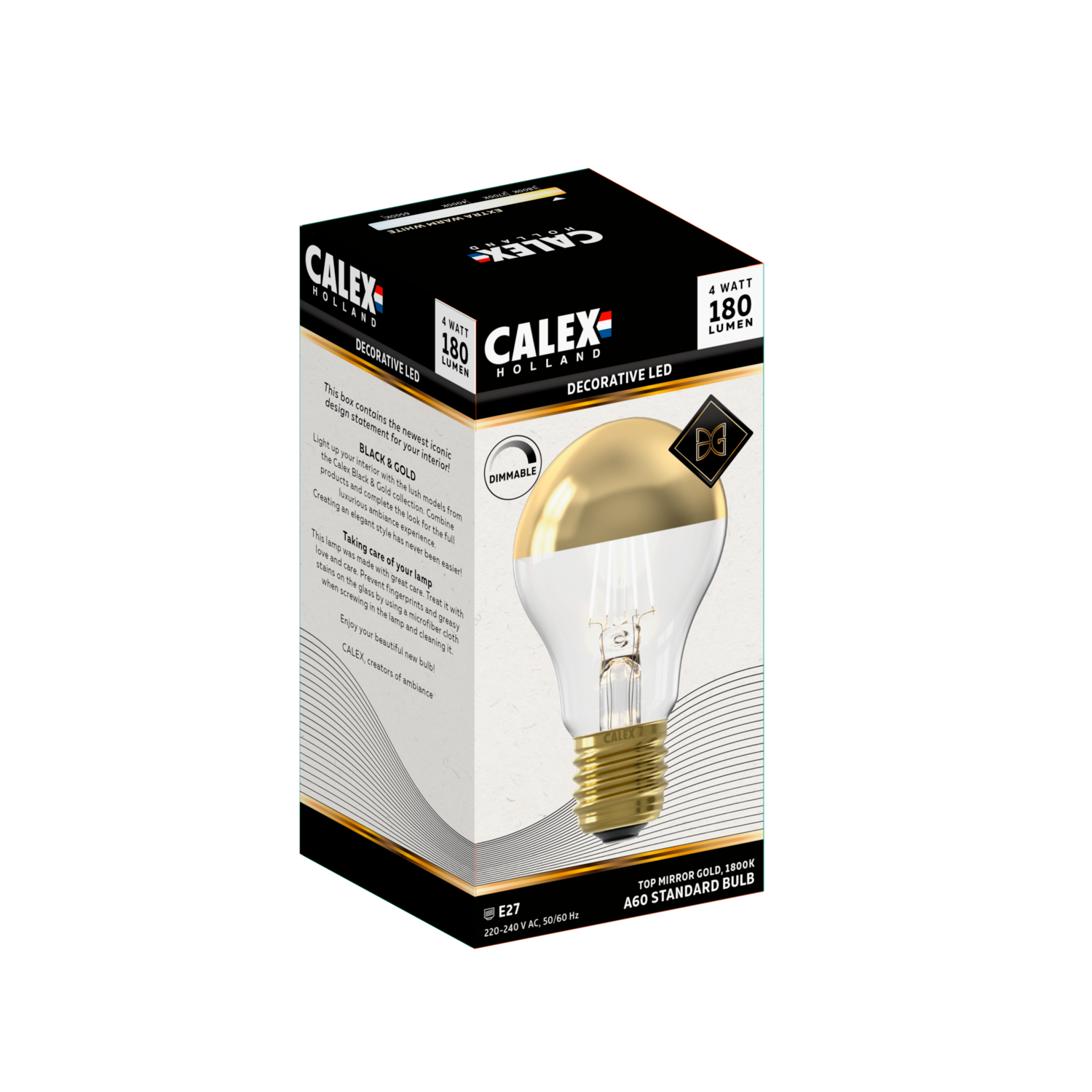 Calex Top Mirror LED Bulb - E27 - A60 - Gold