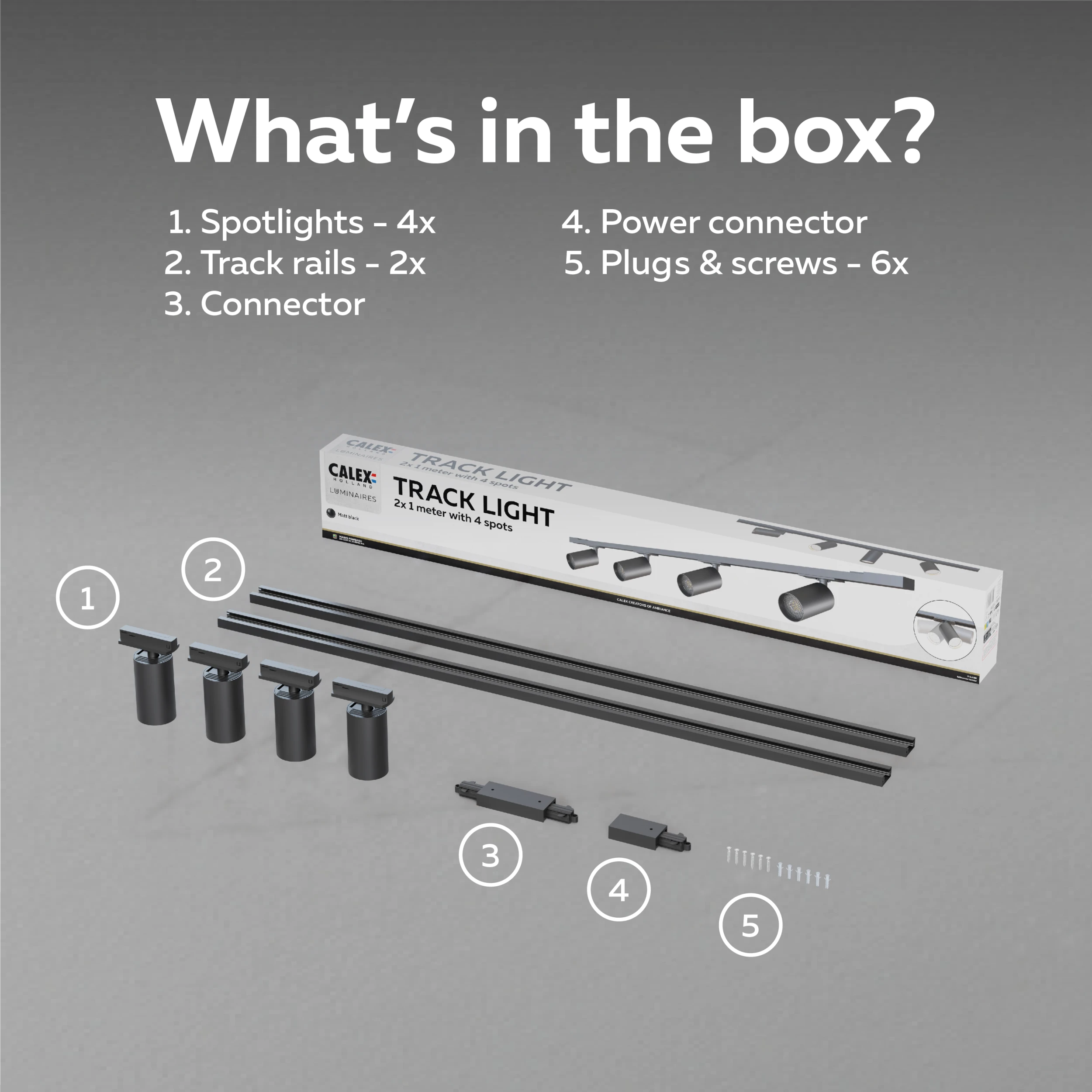 Calex Tracklight - 4x GU10 - 2M - Black