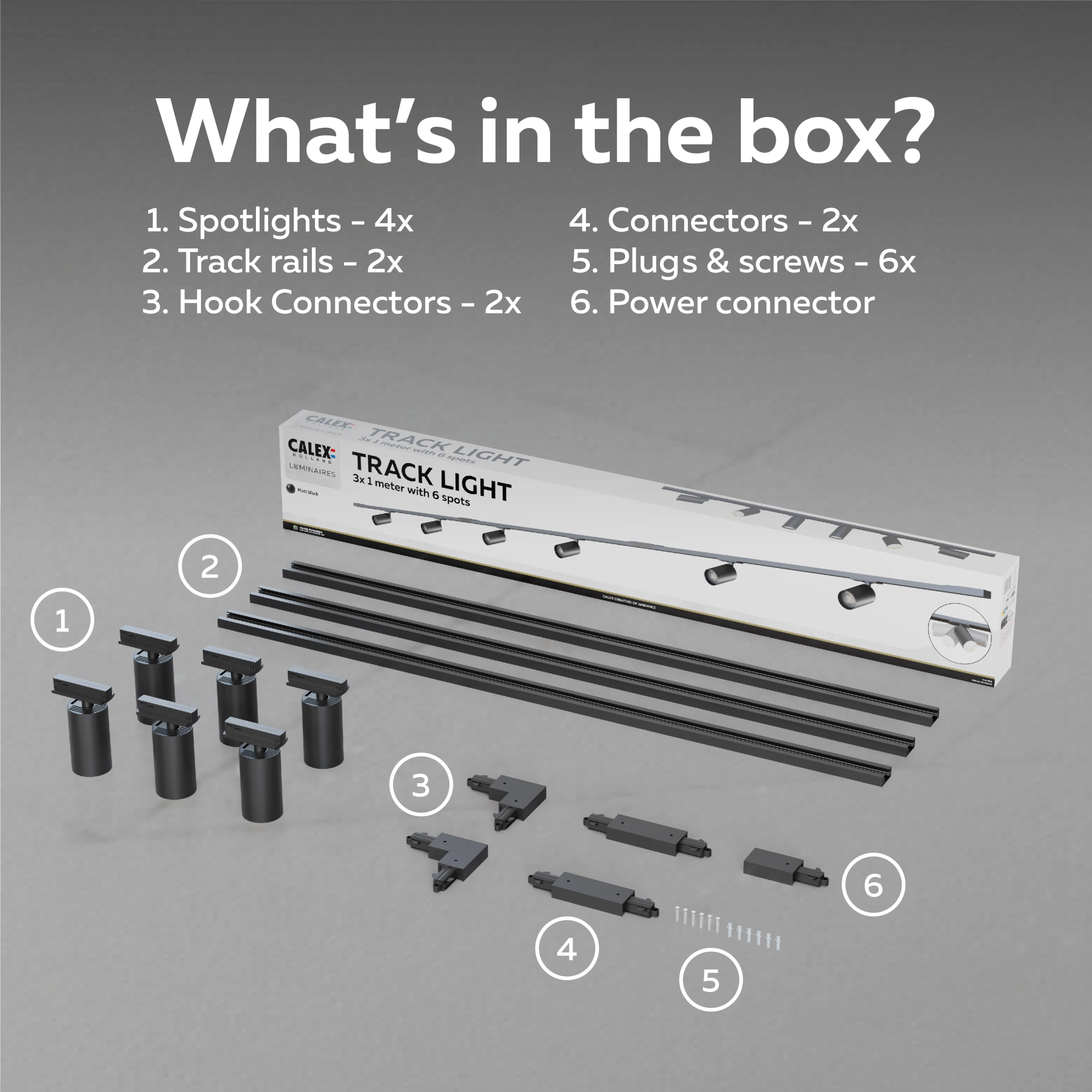 Calex Tracklight - 6x GU10 - 3M - Black