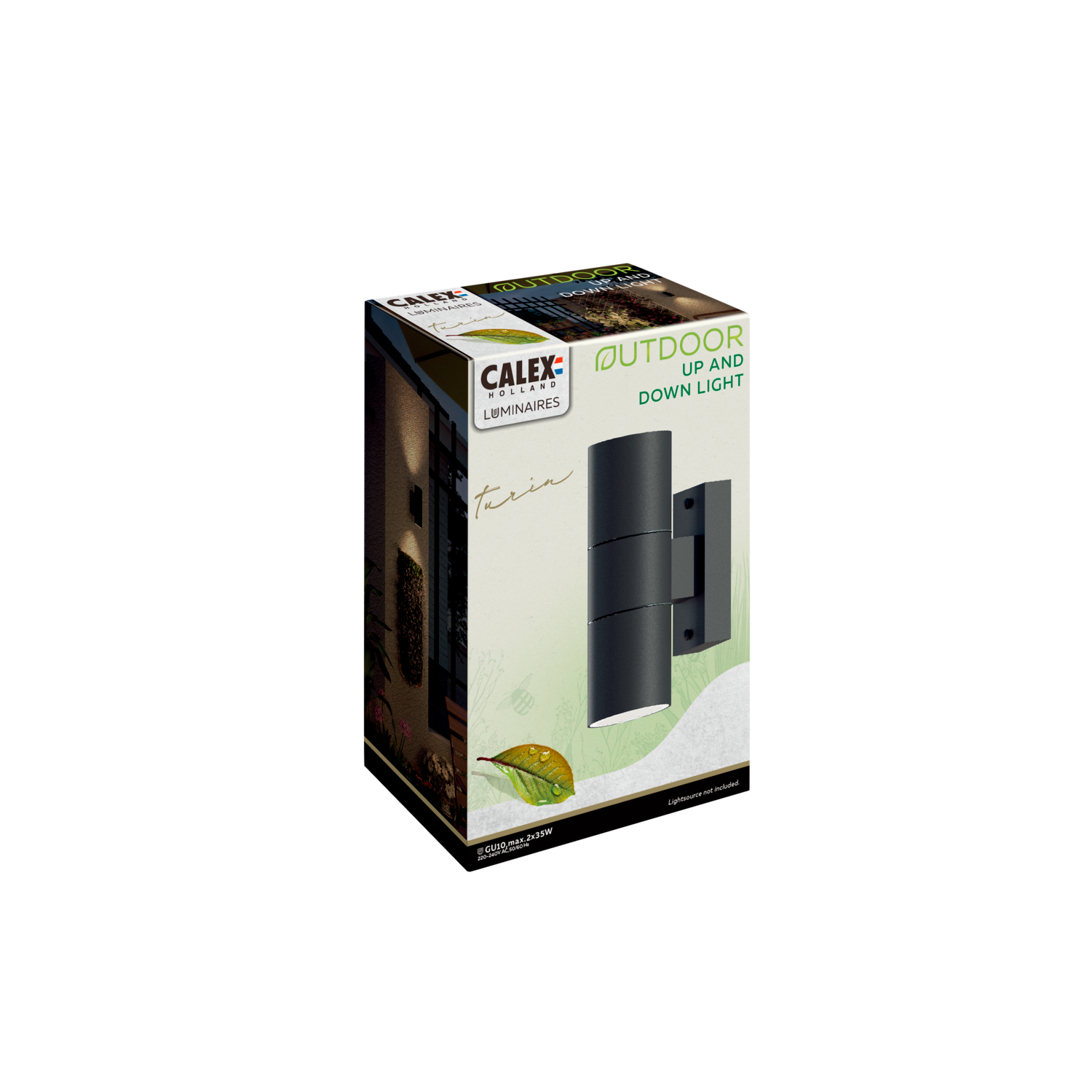 Calex Turin Wall Light - Up & Down - 2x GU10 - Black