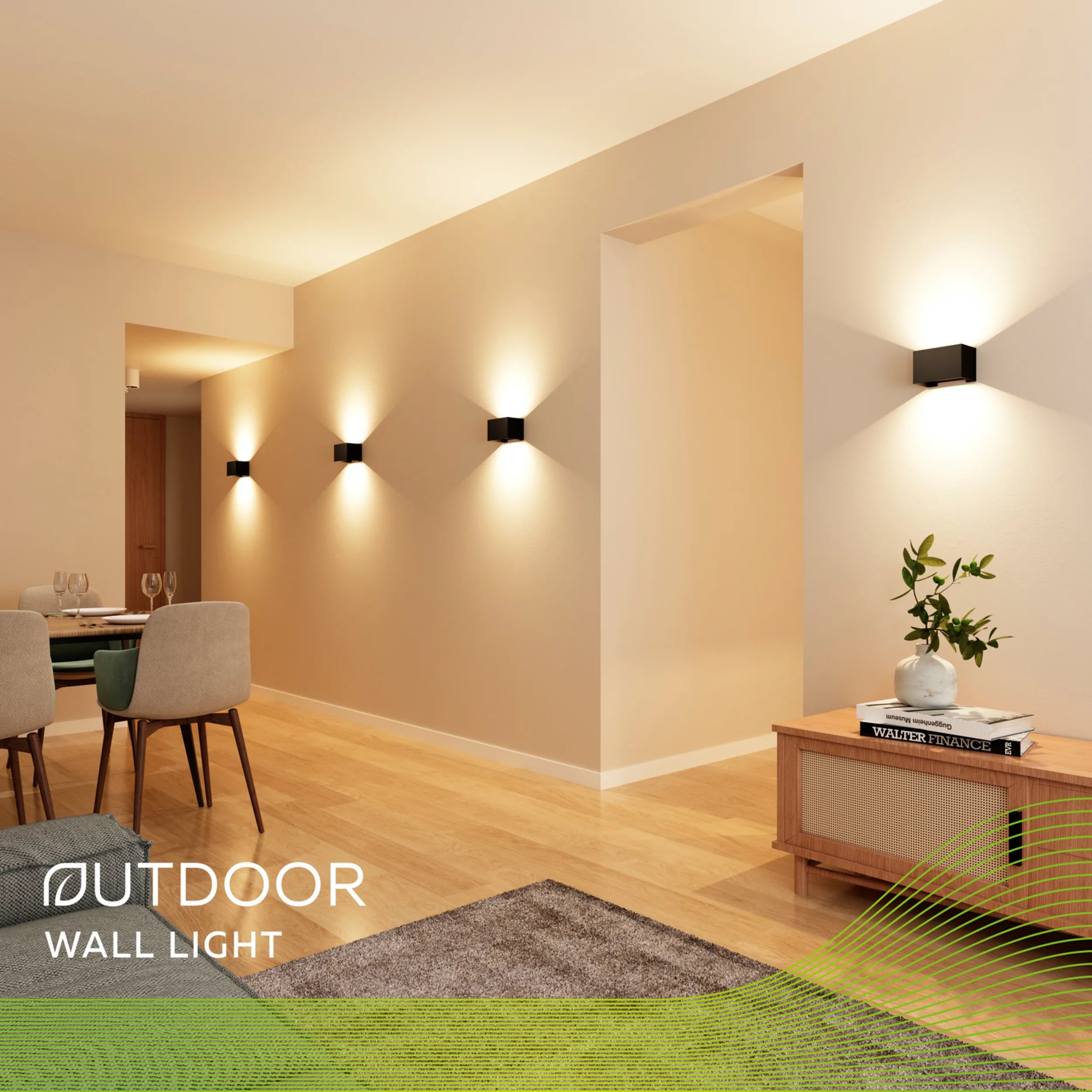 Calex Venice LED Wall Light - Up & Down - Black