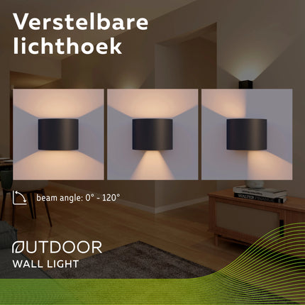 Calex Verona LED Wall Light Oval - Up & Down - Black