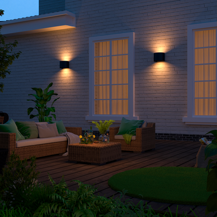 Calex Verona LED Wall Light Oval - Up & Down - Black