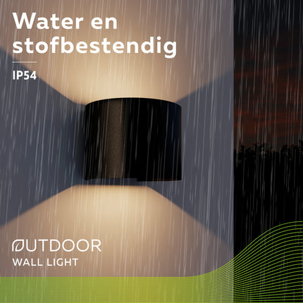 Calex Verona LED Wall Light Oval - Up & Down - Black