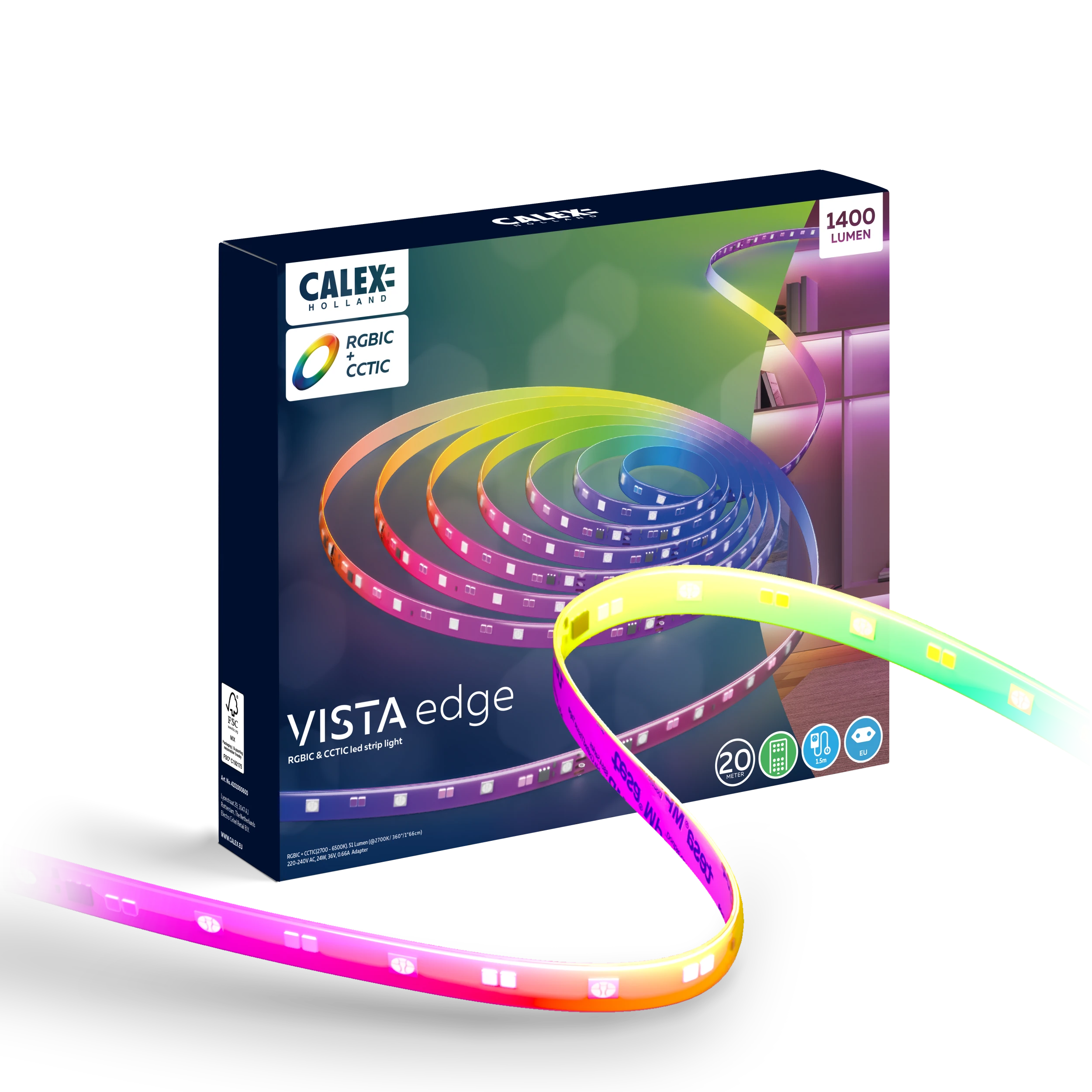 Calex Vista LED Strip - 20M - RGBCCTIC