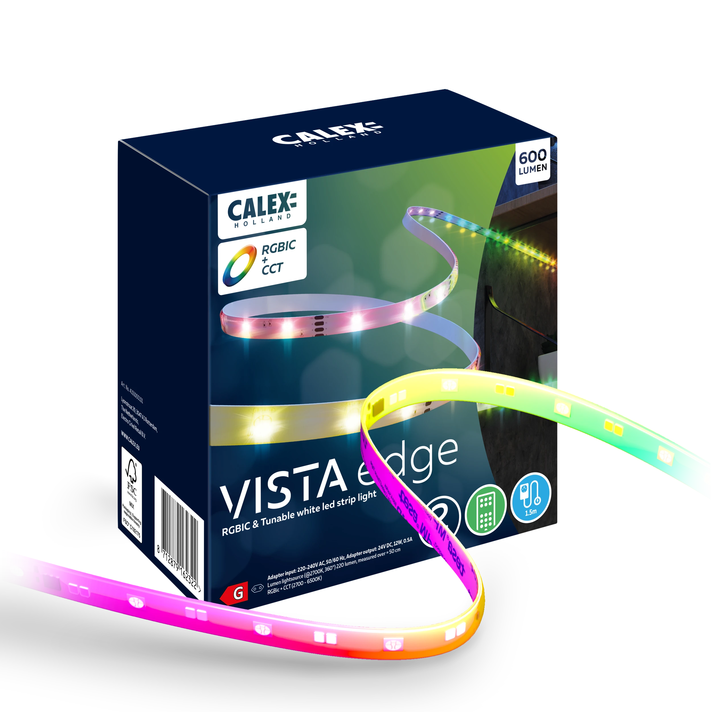 Calex Vista LED Strip - 2M - RGBIC + CCT