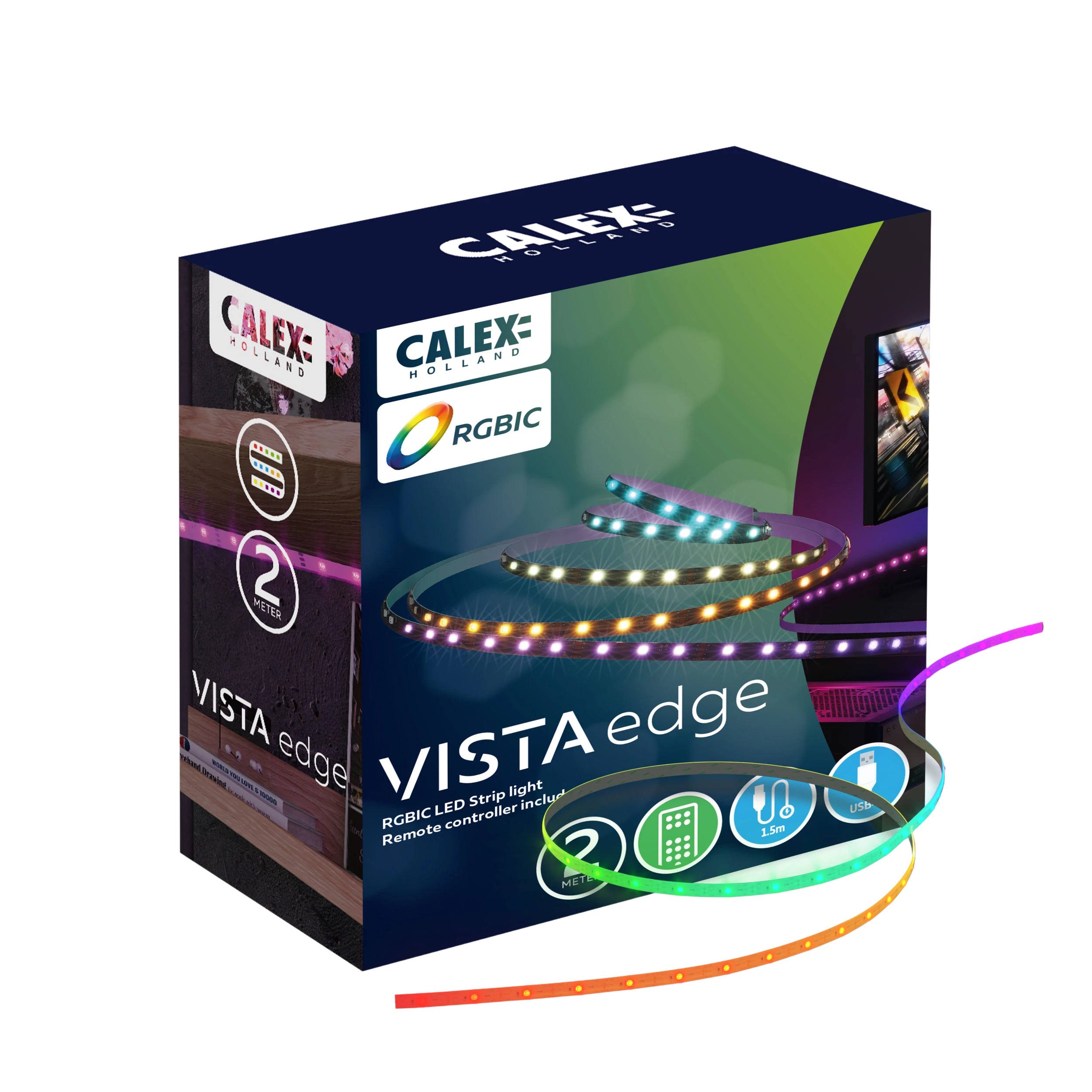 Calex Vista LED Strip USB - 2M - RGBIC + CCT