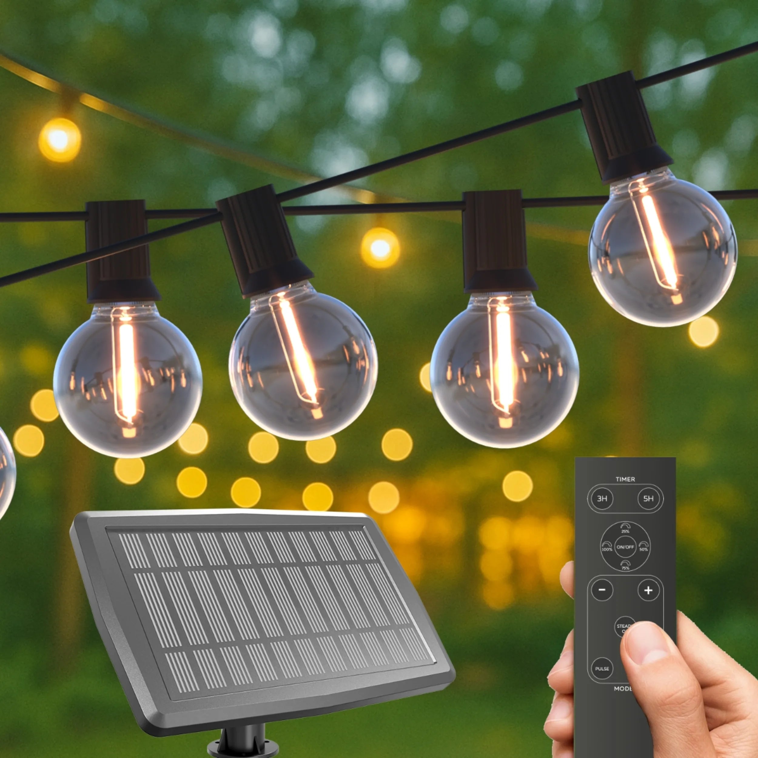 Calex Vista Solar String Lights - 10M - Black