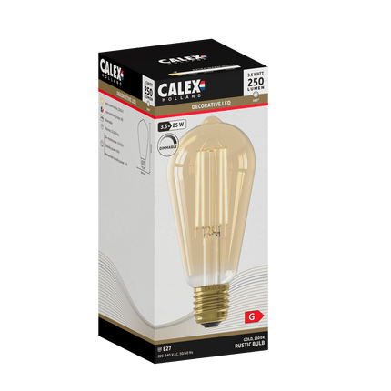 Calex Warm Filament LED Bulb - E27 - ST64 - Gold