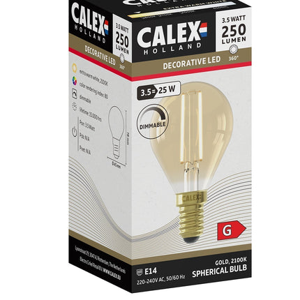 Calex Warm Filament LED Lamp - E14 - P45 - Gold