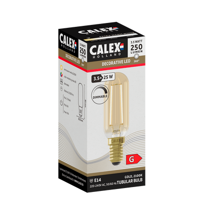 Calex Warm Filament LED Lamp - E14 - T25 - Gold