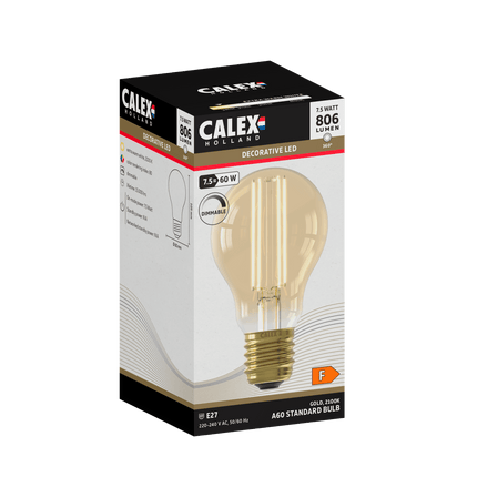 Calex Warm Filament LED Lamp - E27 - A60 - Gold