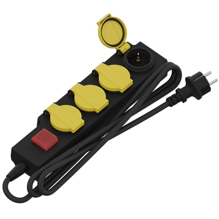 Calex Watertight Receptacle - 4-way - IP44 - Switch - 1.4m cable