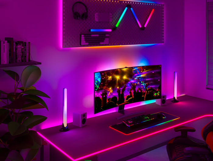 <h2>Entertainment beyond Gaming: Perfect for Music and Parties</h2><p>The Calex Gaming products are not only great for gaming, but also for entertainment. Use the sync modes to match your lighting to your music and create the perfect atmosphere for parties, movie nights or chill sessions. <br/><br/>Thanks to smart RGBIC technology, the colors dance to the beat of your favorite songs, creating a unique ambiance that transforms your space.</p>