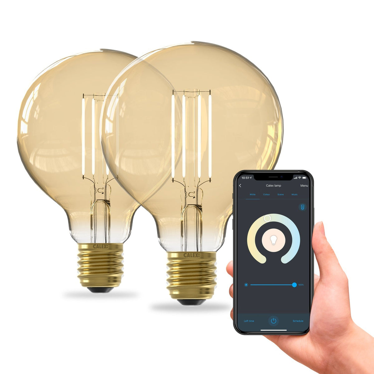 Calex Smart LED Bulb - 2 pieces - E27 - G95 - Gold - Warm White - 7W