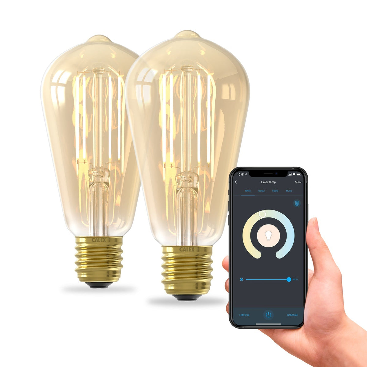 Calex Smart LED Bulb - 2 pieces - E27 - ST64 - Gold - Warm White - 7W