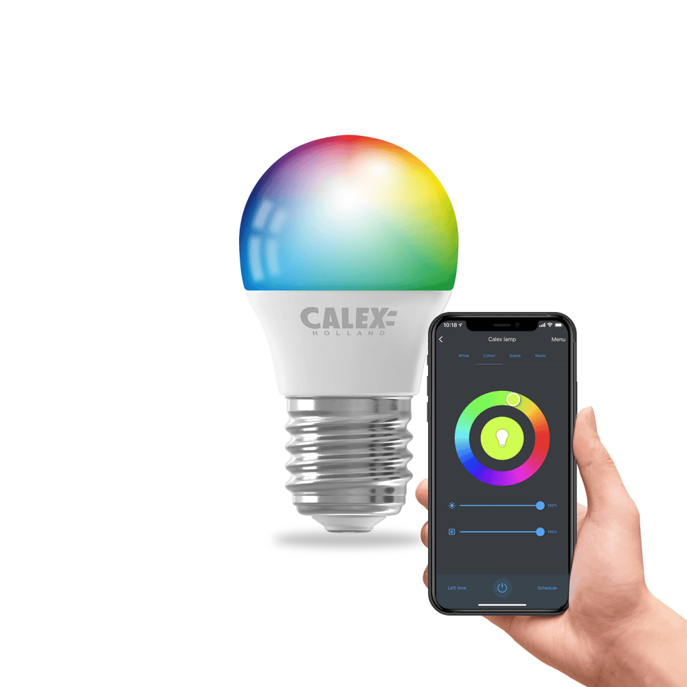 Calex Slimme LED Lamp - E27- P45 - RGB en Warm Wit - 9.4W