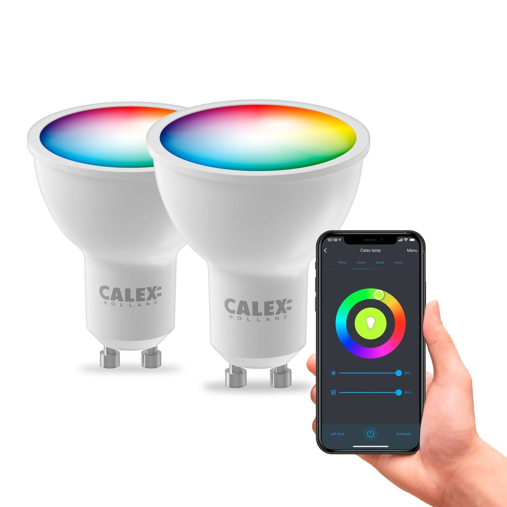 Calex Slimme LED Lamp -  2 stuks - GU10 - RGB en Warm Wit - 4.9W