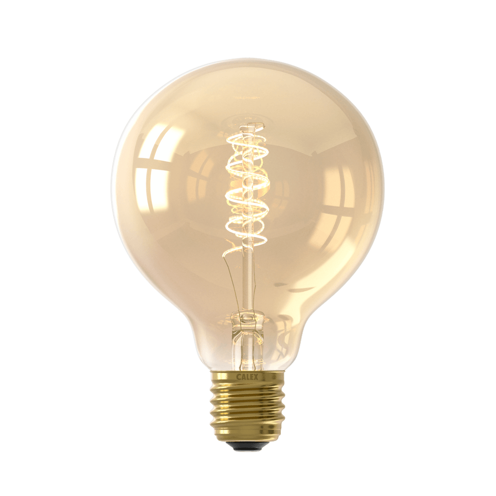 Calex Spiraal Filament LED Lamp - E27 - G95 - Goud - 3.8W - Dimbaar