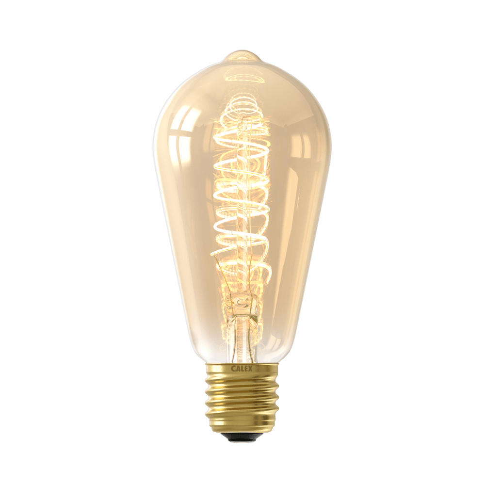 Calex Spiraal Filament LED Lamp - E27 - ST64 - Goud - 3.8W - Dimbaar